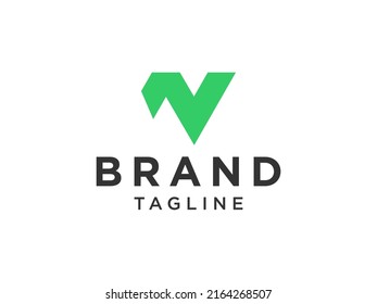 Letter N Logo Green Square Line. Flat Vector Logo Design Template Element
