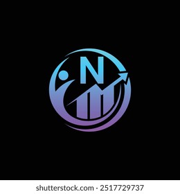 Letter N logo for Growth and Success Logo with Upward Arrow and N Symbol