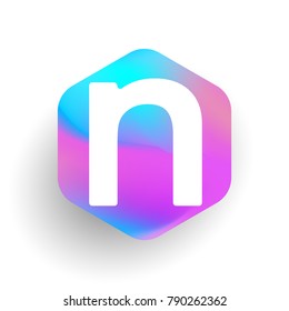 Letter N logo in hexagon shape and colorful background, letter combination logo design for business and company identity.
