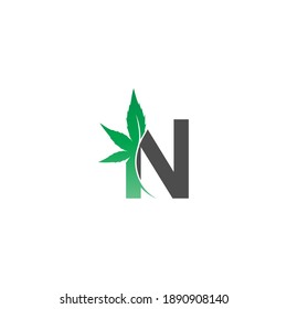 Letter N logo icon with cannabis leaf design vector illustration