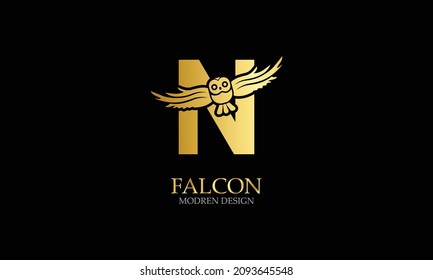 Letter N logo icon combine with Falcon,Eagle icon design vector illustration