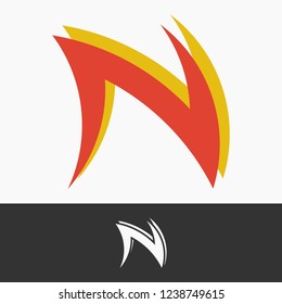 Letter N logo icon design template element with ninja style. Unusual and unique shape with editable vector