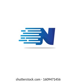 Letter N logo icon design with pixel line elements