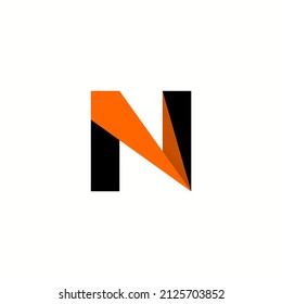 Letter n logo and icon design template with orange and black colors