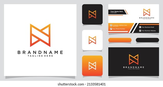 Letter N logo icon design template elements with business card design