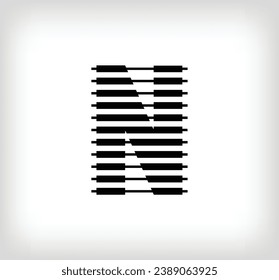 Letter N logo icon design, vector illustration. N letter formed by a combination of lines. Creative flat design style.