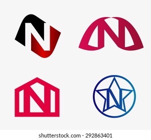 Letter n logo icon design template elements set
