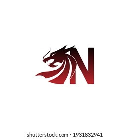 Letter N logo icon with dragon design vector illustration