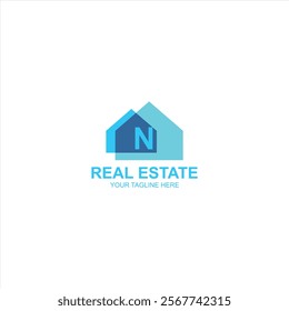 letter n logo icon for house, building, or real estate with creative illustration