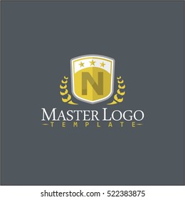 Letter N Logo Icon. Master Shield Logo Template. Security Shield Guard Design Template.
