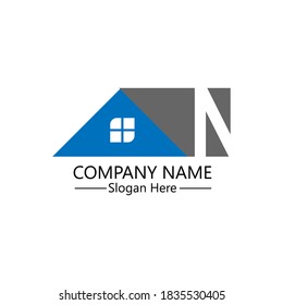 logotipo de la letra N Monograma de iconos para vivienda, ilusión inmobiliaria