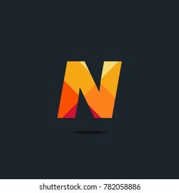 Letter N Logo icon. polygon pattern text. Geometric texture.  Vector element.
