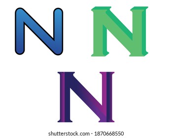 Letter N logo icon set design template Gradient Icon elements, modern abstract technological colorful icon on white background,Business or company logo design,Alphabet N made of natural white backgrou