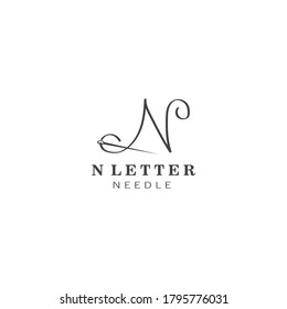 letter N logo illustration needle design vector template