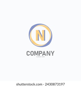 Letter N logo. Initial flat letter logo design template