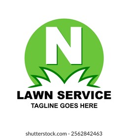 Letter N Logo or initial N. Lawn care and service isolated logo vector. Lawn or gardening business design template logotype. Home service