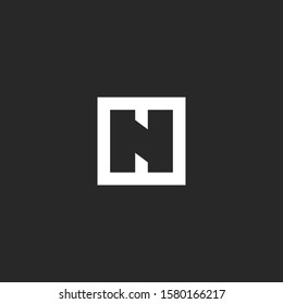 Letter N logo initial mockup monogram square geometric shape, minimalist style mark typography design element