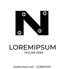 Letter  N LOGO Initial Screw Logo Design Vector Icon Graphic Emblem Illustration Template