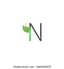 Letra N logo hoja de diseño de icono digital vector