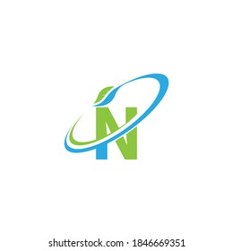 Letter N logo leaf icon design concept vector