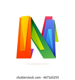Letter N logo in low poly style. Multicolored vector design for presentation, web page, app icon, card, labels or posters.