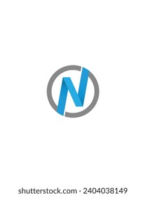 Letter N logo in a modern round geometric style. Vector design