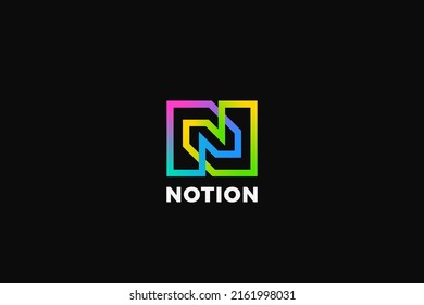 Letter N Logo Monogram Design Colorful Media Style