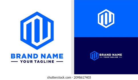 LETTER N LOGO MONOGRAM HEXAGONAL GEOMETRIC EDITABLE