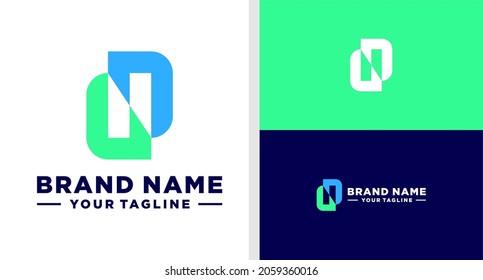 CARTA N LOGO MONOGRAMA ESPACIO NEGATIVO SIMPLE EDITABLE