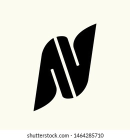 Letter N  logo.AV monogram.Typographic vector icon.Lettering sign.Uppercase alphabet initial isolated on light background.Modern clean,geometric, corporate,design style type element.Character shape.