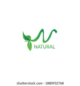 letter n logo nature color illustration leaf design vector