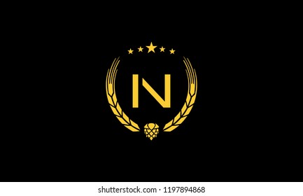 LETTER N LOGO WITH NEGATIVE SPACE EFFECT IN WREATH FOR LOGO DESIGN OR ILLUSTRATION USE
