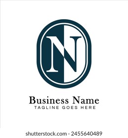Letter N Logo in Oval shape. Alphabet N Business Icon in Round Shape