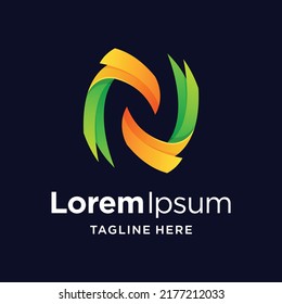 letter N logo with paper element design