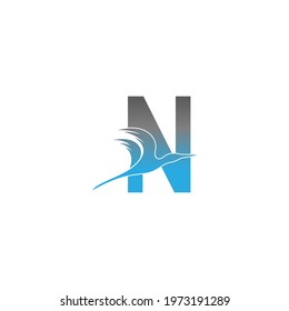 Letter N logo with pelican bird icon design vector