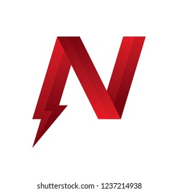 Letter N Logo Power Red