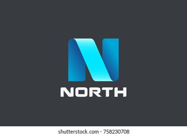 Letter N Logo ribbon design abstract vector template.