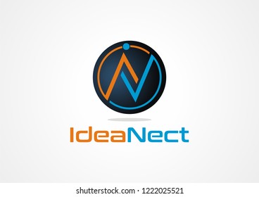 Letter I - N Logo in round shape