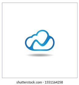 The letter N logo is in the shape of a cloud, stylish Cloud logo icon