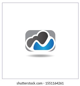 The letter N logo is in the shape of a cloud, stylish Cloud logo icon
