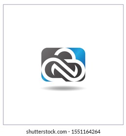 The letter N logo is in the shape of a cloud, stylish Cloud logo icon