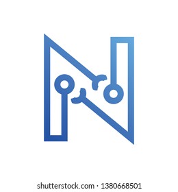Letter N logo sign. material design, line style - Vector