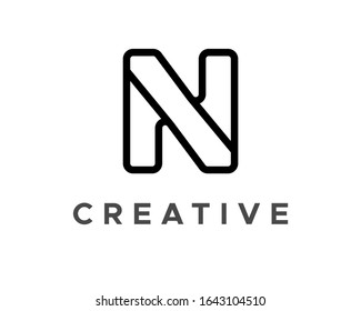 Letter N logo simple and elegant with linear style