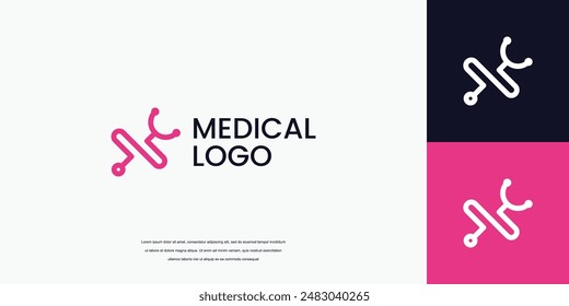 letter N logo with stethoscope icon medical healthcare logo