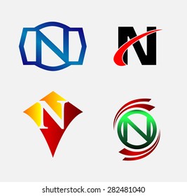 Letter N logo symbol set collection
