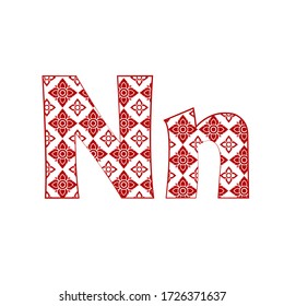 Letter N Logo Template Design made from line thai art pattern.