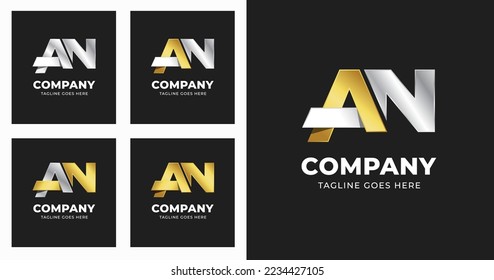 Letter A N logo template design with luxury variation concept modern
