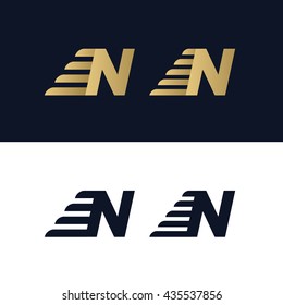 Letter N logo template. Fast speed stripe design element vector illustration. Corporate branding identity