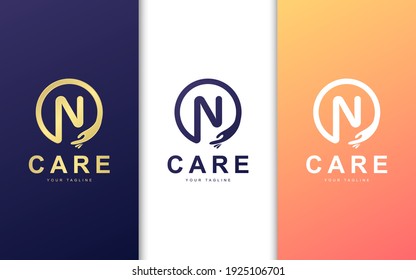 Letter N logo template. Modern care logo concept