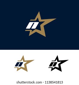 Letter N logo template with Star design element. Vector illustration. Corporate branding identity